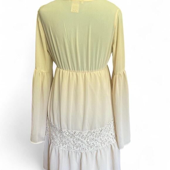 Flying Tomato Women's Boho Hippie Cottagecore Swing Cream Dress medium - Picture 6 of 8